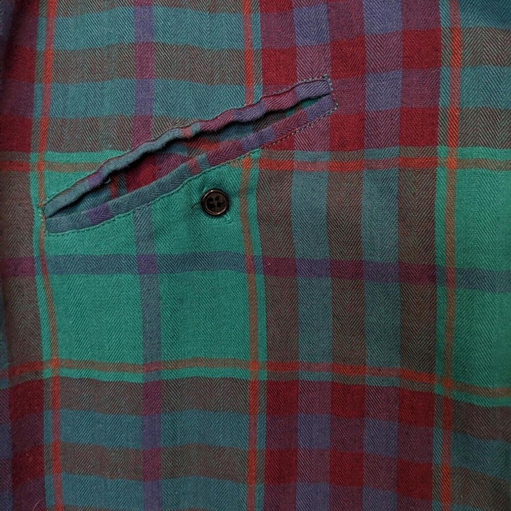 DIANE VON‎ FURSTENBERG Green Plaid Button Down Top Womens Size 12 - Picture 7 of 9